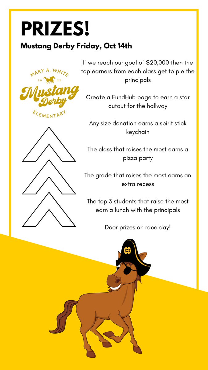 Thank you to our sponsors for donating to the Mustang Derby! Check out the prizes students can earn!