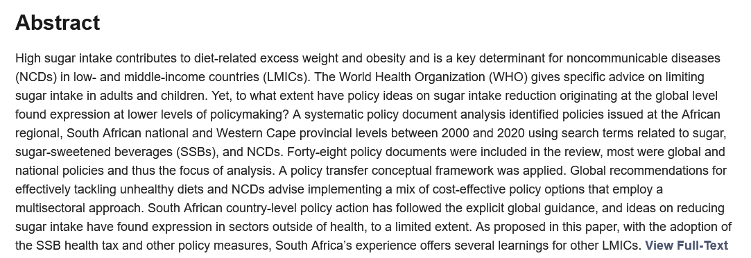 GDARnetwork's tweet photo. Reducing Sugar Intake in South Africa: Learnings from a Multilevel Policy Analysis on Diet and Noncommunicable Disease Prevention https://t.co/qQ9G9JLOQ7 https://t.co/b900UcjVVE