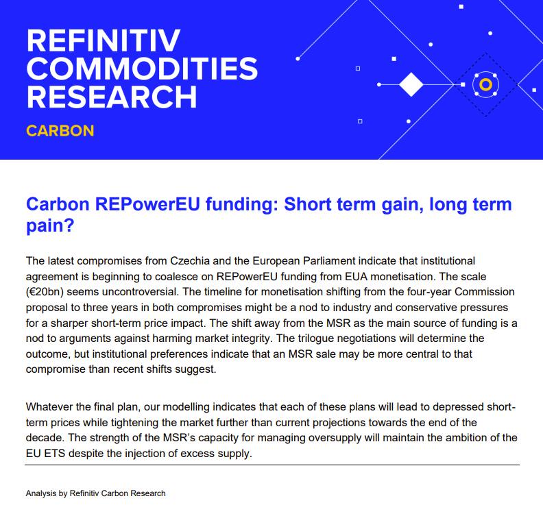 Our new analysis modelling ENVI, European Commission, Czech plans for #EUETS funding of REPowerEU. For each plan, Market Stability Reserve will respond to supply shocks, leading to aggressive intake from 2024 onwards – resulting in higher #carbon prices later in the decade.