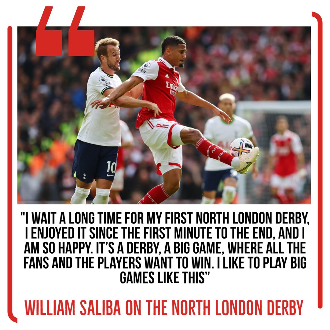 afcnewsroom's tweet photo. William Saliba says he is so happy after the win against Tottenham. 🇫🇷💪 https://t.co/DyKB0wqrqW