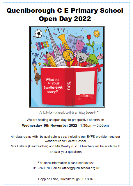 QueniPrimary's tweet photo. Come and join us for our open day. See attached for details. https://t.co/8RJ3BQHLk2