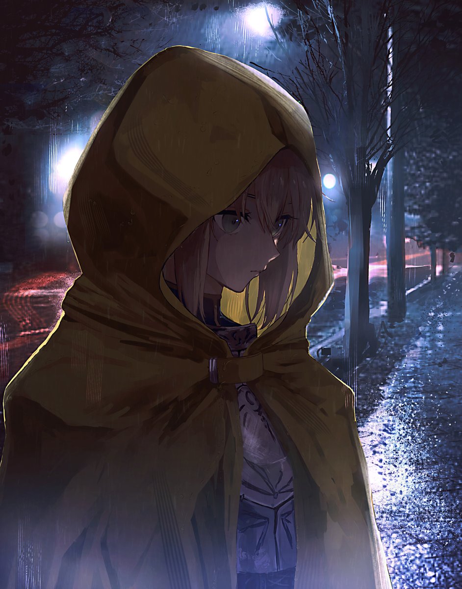 Fgo 黄色いレインコートを着たセイバーイラスト Snの黄色レインコート姿好きです