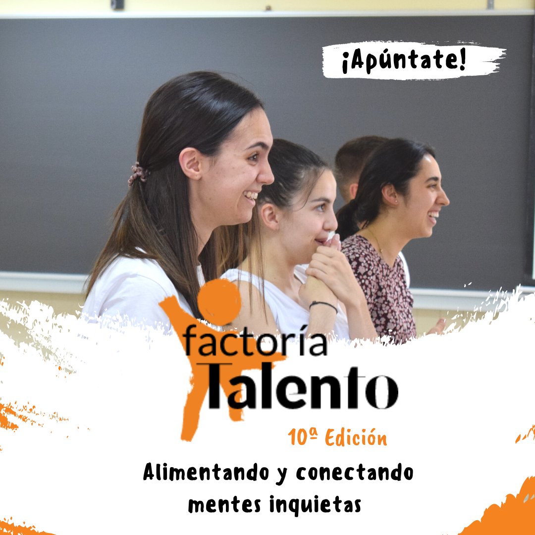 🙌🏻¡Ya están ABIERTAS LAS INSCRIPCIONES para la 10ª edición de Factoría de Talento! 🙌🏻

⭐️Vive una experiencia transformadora profesional y personalmente.
⭐️ Mejora tu comunicación, liderazgo, creatividad...
⭐️Conoce otros jóvenes como tú.

¡Apúntate!
factoriatalento.es/apuntate/