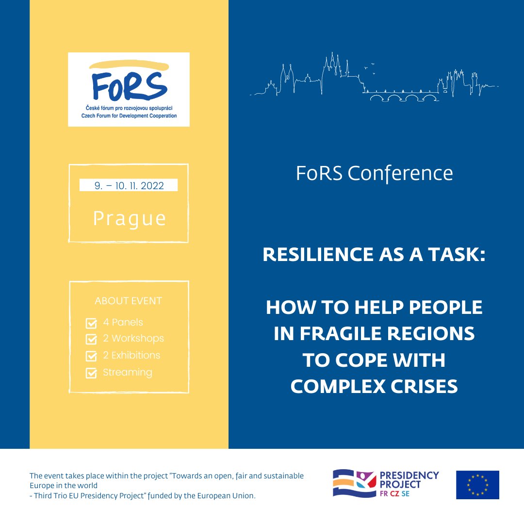 concordswe's tweet photo. Vår systerplattform @FoRS_CZ ordnar konferens under Tjeckiens ordförandeskap: 

"Resilience as a task: How to help people in fragile regions to cope with complex crises"

⏰9-10 november
📍Prag och online

Anmäl dig! 

👇🏾

https://t.co/7zeE0kz4qA

#EU4dev #resilience https://t.co/lsH4vnfnR7