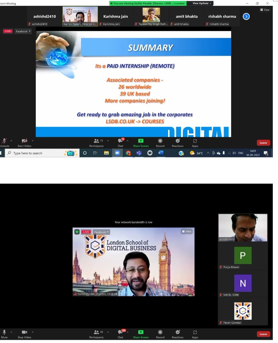 Poddar_College's tweet photo. A  webinar was conducted by London School of Digital Business (LSDB) with Poddar Group of Institutions on 30th September, 2022 in which Director of LSDB Mr. Sachin Parekh enlightened students about various powerful careers in Digital World ✨💯
#managementinstitution #mbapgdm https://t.co/TKwOGPFhYl