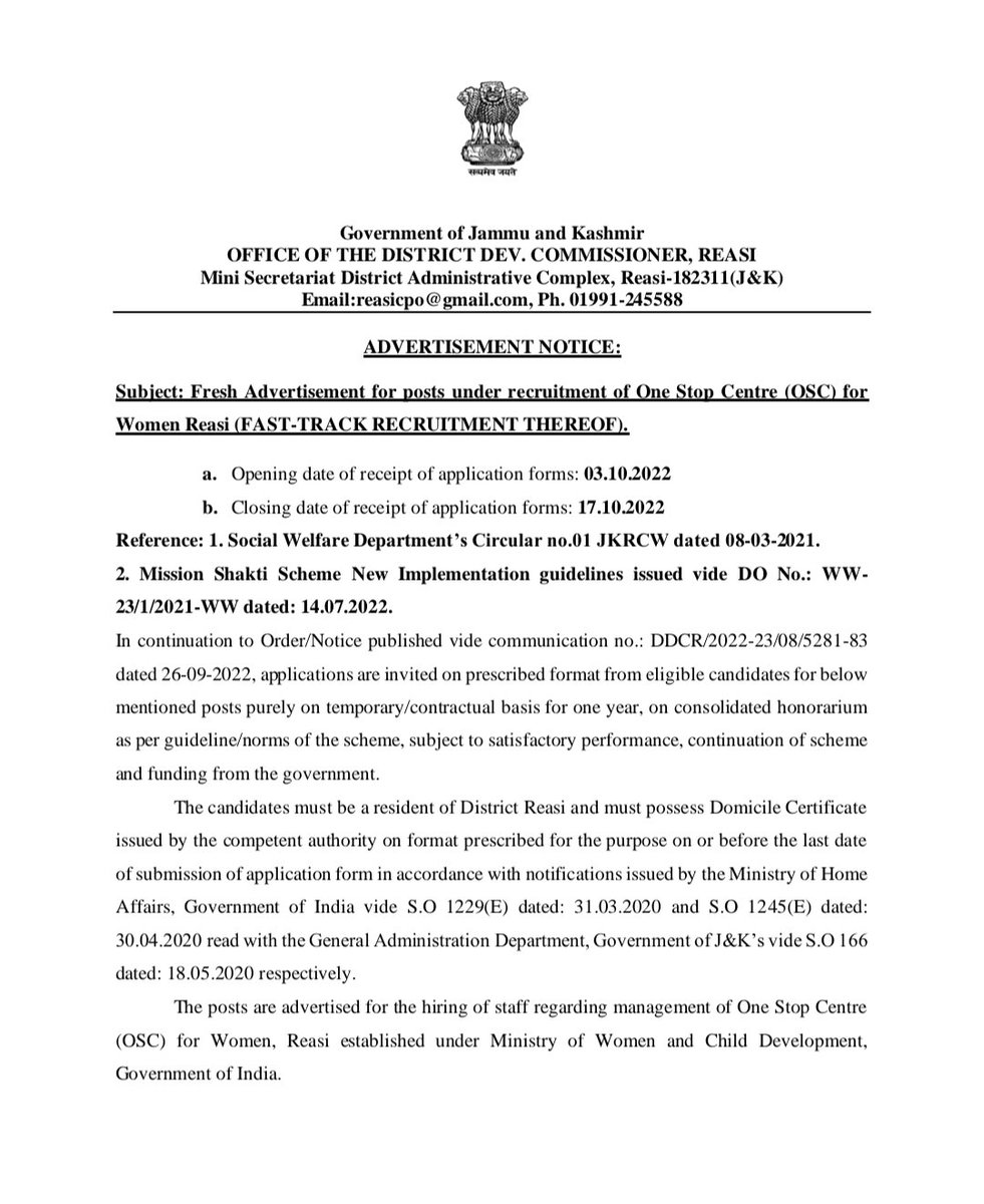 dioreasi1's tweet image. #ImportantNotification
@DMReasi @diprjk @infjammu @socialwelfarejk