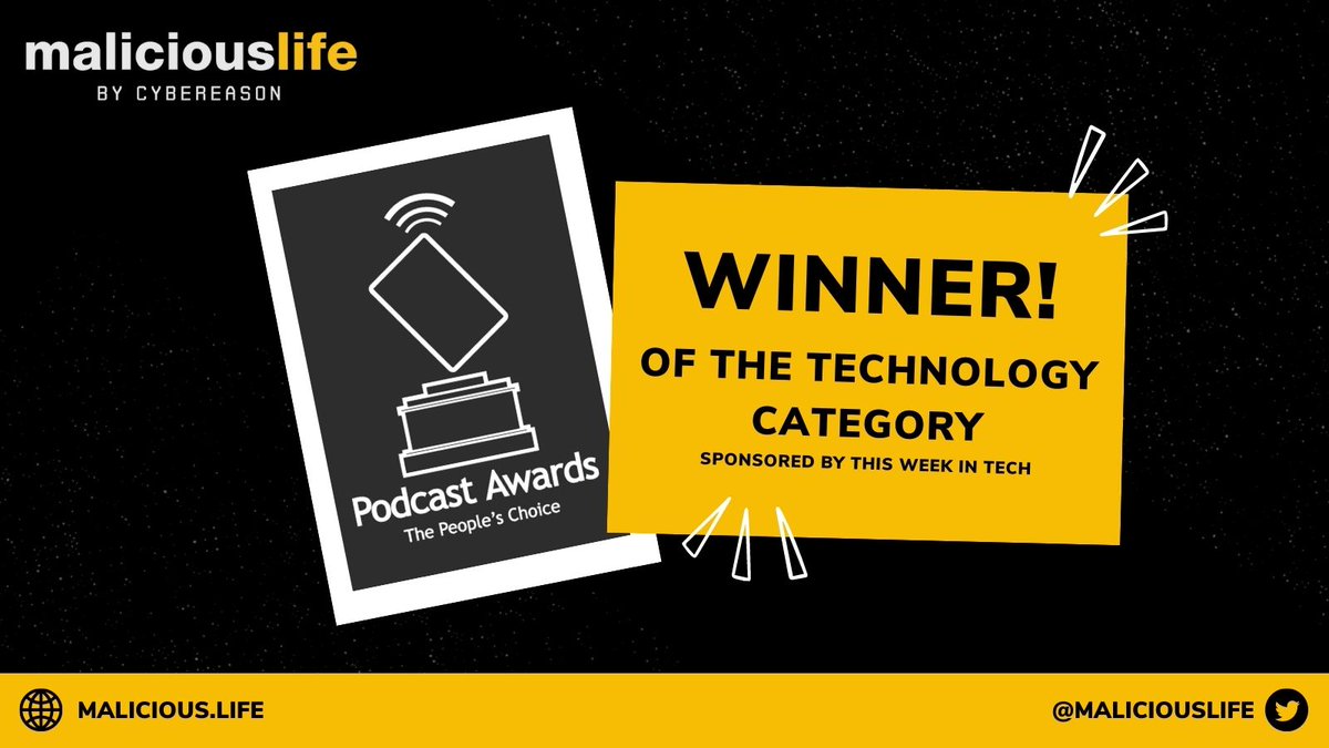 We're incredibly proud to announce that we won the Technology Category award of the <a href="/podcastawards/">Podcast Awards - The People's Choice</a> #PCA22 over the weekend!

It wouldn't have happened without <a href="/cybereason/">Cybereason</a>, @anthonymfreed, <a href="/ranlevi/">Ran Levi</a>, Nate Nelson, Yotam Halachmi, and our writers; But most importantly, without YOU!