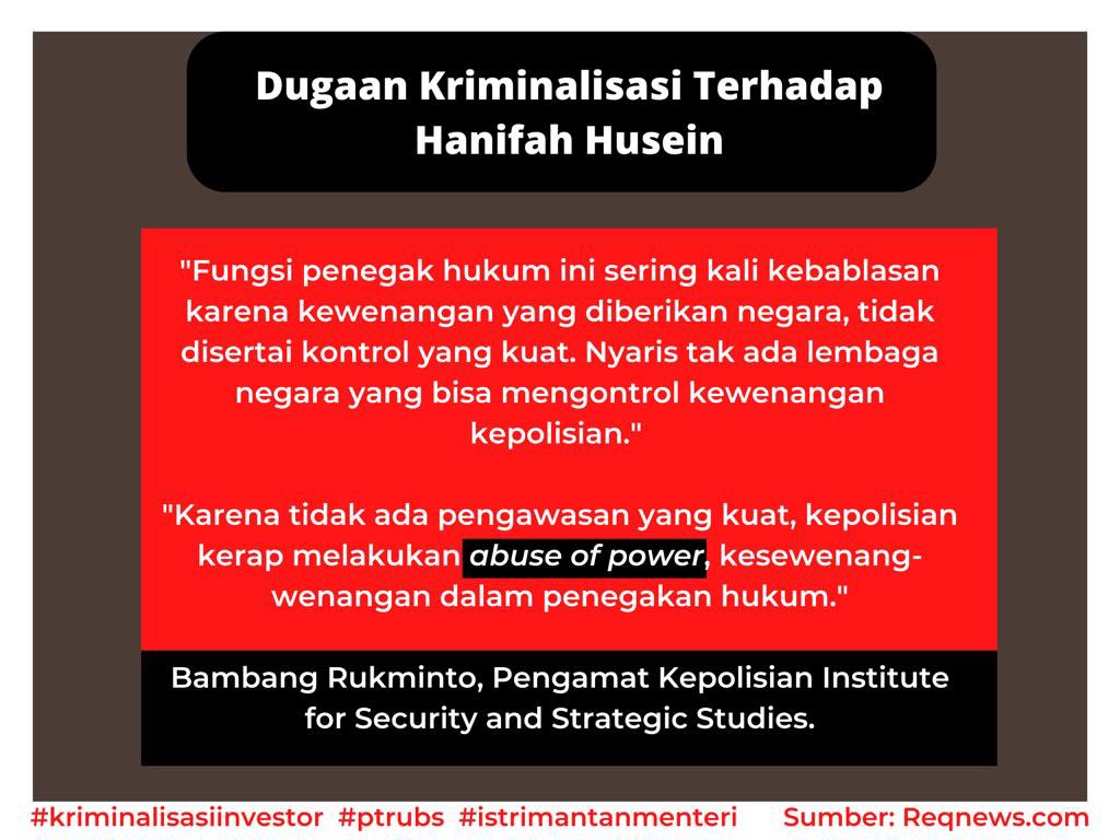 debbie_arysandi's tweet photo. Harusnya penegak hukum bisa adil dalam menangani suatu perkara, jangan malah melakukan abuse of power!!
https://t.co/uQk5WyOqjR
#istrimantanmenteri #kriminalisasiinvestor #HanifahHusein #abuseofpower #ptrubs #sepakatdamai #paula #persebaya #prayforkanjuruhan https://t.co/HTRgnNvO6x