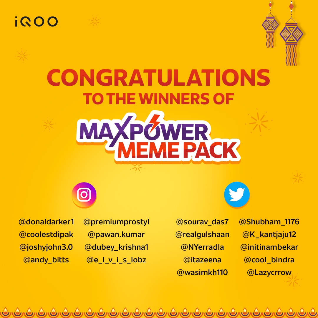 IqooInd's tweet photo. BRB, creating a Max Power Meme Pack with all these memes! Congratulations to the winners of the #MaxPowerMemePack Contest.

Don't forget to DM us your name, e-mail id &amp; phone no. to get your Amazon Pay vouchers*! 
#WinnerAnnouncement

*T&amp;C Apply: https://t.co/molwIt679p https://t.co/TF0deKVoAB