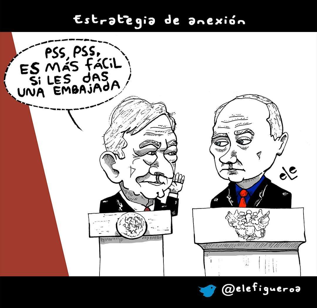 EstrategiaDeAnexión el #Cartón de hoy #Embajada #Rusia #México #Ucrania  #AMLO #Putin #Política #caricaturistapolítica #monera #caricaturista  #caricatura #caricaturapolítica #humor #crítica #dibujo #arte #Cartón  #diseño