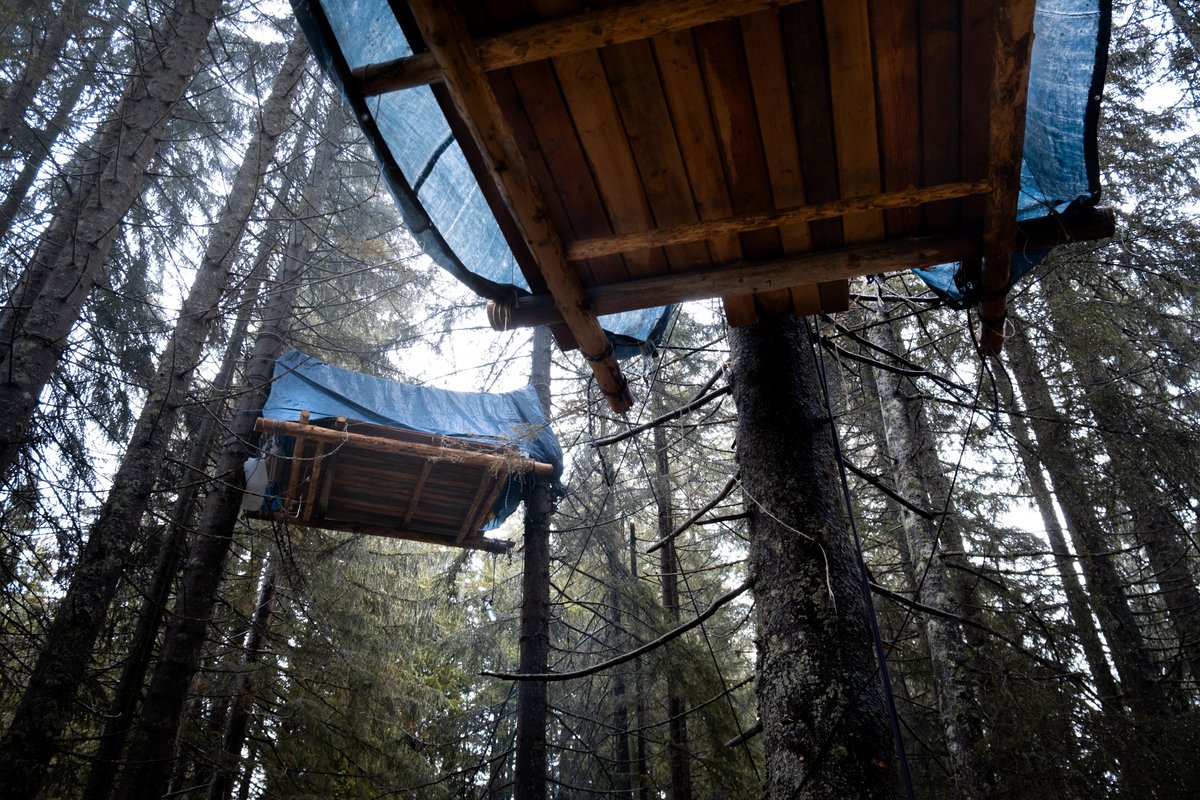 Helios_EM's tweet photo. Desde el 24 de septiembre diferentes colectivos ocupan el bosque de la Colombière en Alta Saboya (Alpes franceses), para impedir su tala.
Está proyectada la construcción de un depósito de agua para abastecer de nieve artificial la estación de esquí de  La Clusaz. https://t.co/0HXavpSa2i