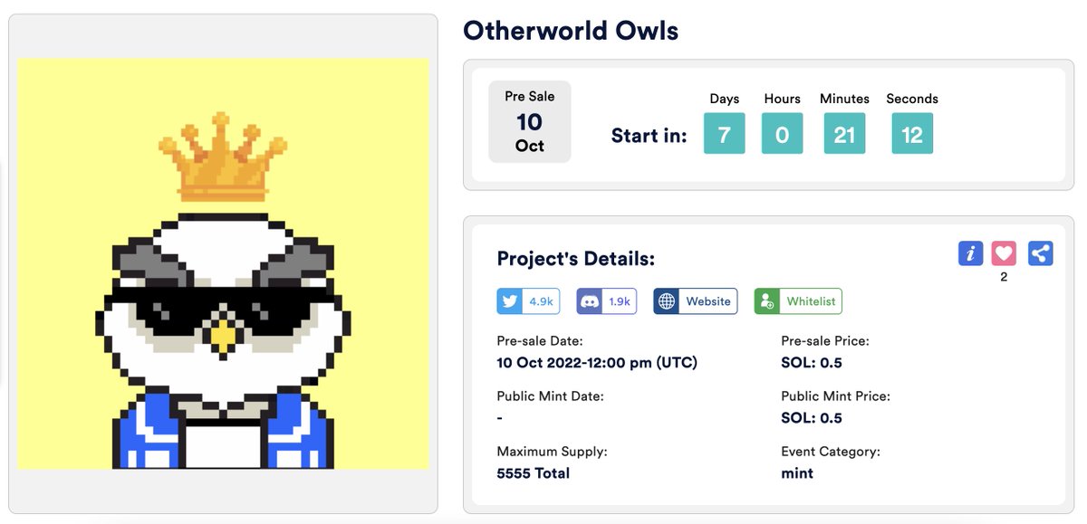 Upcoming drop details now listed on <a href="/NftUpcoming/">Upcoming NFT Launch ❤️ $WELL</a> 🦉

Hoot Hoot ✨

upcomingnft.net/event/otherwor…