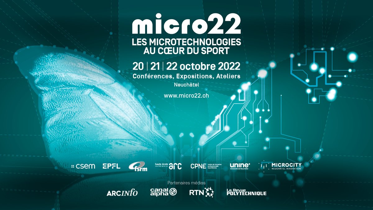 UniNeuchatel's tweet image. Les #microtechnologies au cœur du sport! L’événement #MICRO22 se tiendra à Neuchâtel du 20 au 22 octobre. micro22.ch  Ouverture officielle à la suite de la 12e Journée de l’innovation de l’UniNE bit.ly/3rlDLI4 @DroitNeuchatel
