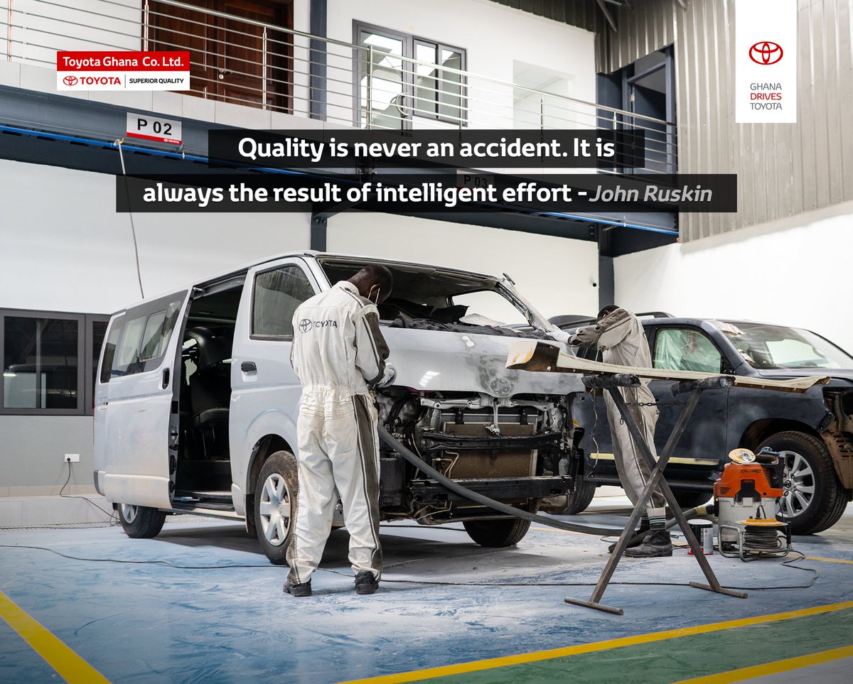 ToyotaGhanaLtd's tweet photo. 𝙦𝙪𝙖𝙡𝙞𝙩𝙮 𝙞𝙨𝙣'𝙩 𝙚𝙭𝙥𝙚𝙣𝙨𝙞𝙫𝙚, 𝙞𝙩'𝙨 𝙥𝙧𝙞𝙘𝙚𝙡𝙚𝙨𝙨!
#MondayMotivation #Toyota #Ghana #BodyAndPaint #QualityService #SuperiorQuality #GhanaDrivesToyota https://t.co/5DG5o5OGBy