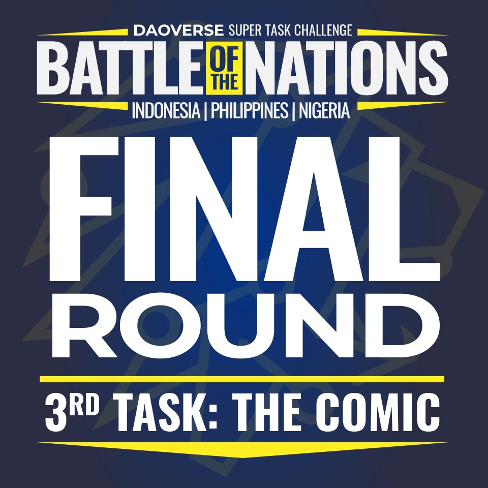 AyeniProgress's tweet photo. 3rd and Final round of the Battle of Nations is on, time for the finalists to show their creative skills for a grand Pool Prize #Letthebestwin🇵🇭🇮🇩🇳🇬
#SocialMining
$LABOR
#DAOVERSE https://t.co/s8rQgm6yW2