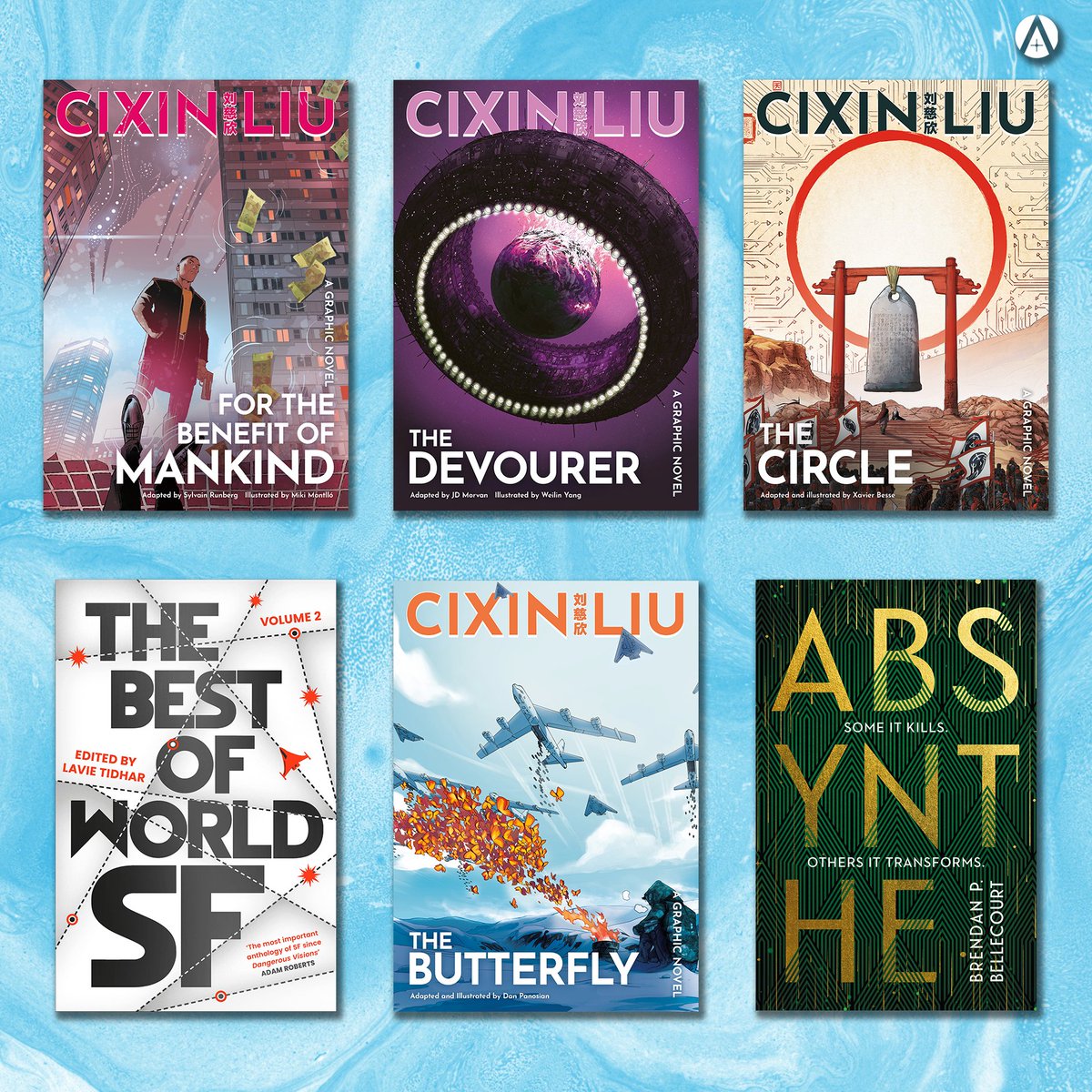 AdAstraFiction's tweet photo. How gorgeous are our October releases looking?!
🪐 Explore the worlds of @liu_cixin in four stunning new graphic novels
🚀 Discover #TheBestOfWorldSF with @lavietidhar
🍸 See the world behind the illusion in #Absynthe by @bbeaulieu https://t.co/pk7vUNehB7