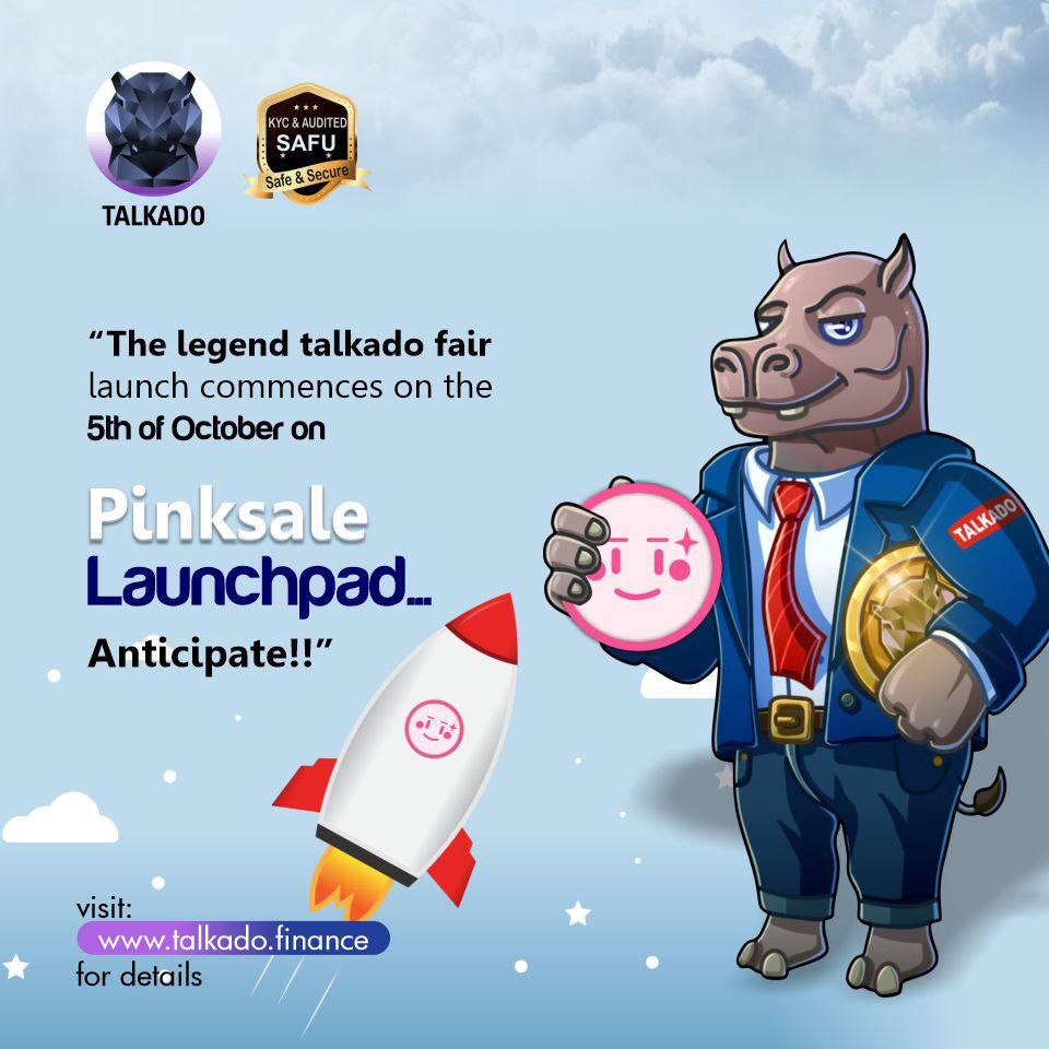 TalkadoF's tweet photo. COUNTDOWN TO THE LEGEND OF TALKADO FAIR LAUNCH ON PINKSALE LAUNCHPAD 

WE GO FOR THE VERY BEST 🚀🚀
LFG 🔥🔥

https://t.co/lPrxXOGptS https://t.co/jYCOAVnKzf