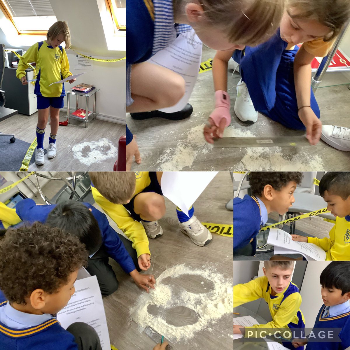 EssendeneLodge's tweet photo. Year 2 and 5 have been investigating the crime scene in Mrs Ali’s office. But will they find enough clues to work out the culprit? #MathsWeek #CSIMaths #ILGSchools https://t.co/PFqDw4F8k6