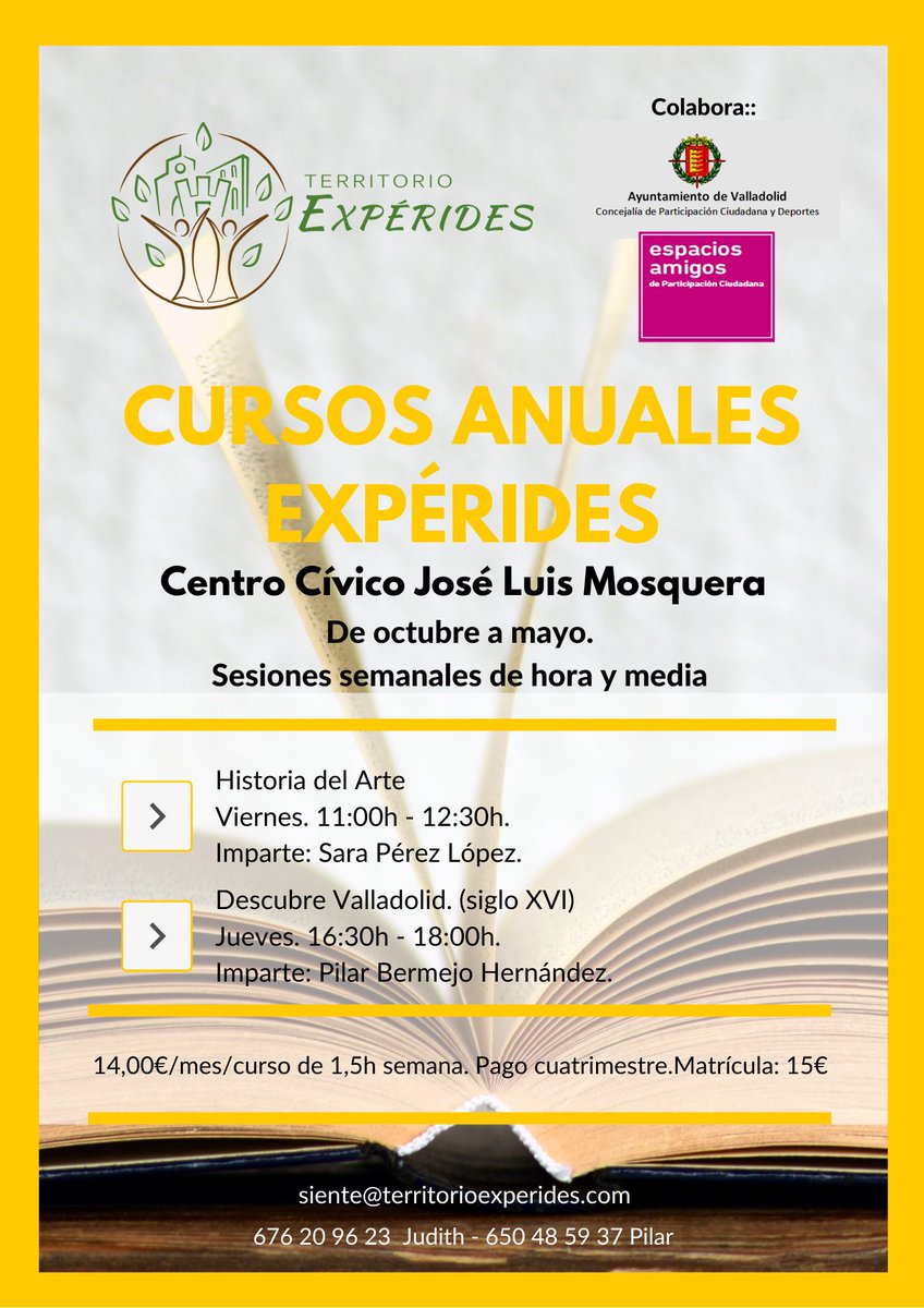 TExperides's tweet photo. Hoy empiezan los #cursosexpérides, y aún nos quedan algunas plazas disponibles en los siguientes centros cívicos, ¡no te quedes con las ganas y siente el arte, el patrimonio y la cultura con nosotras! https://t.co/VDg2DmJour