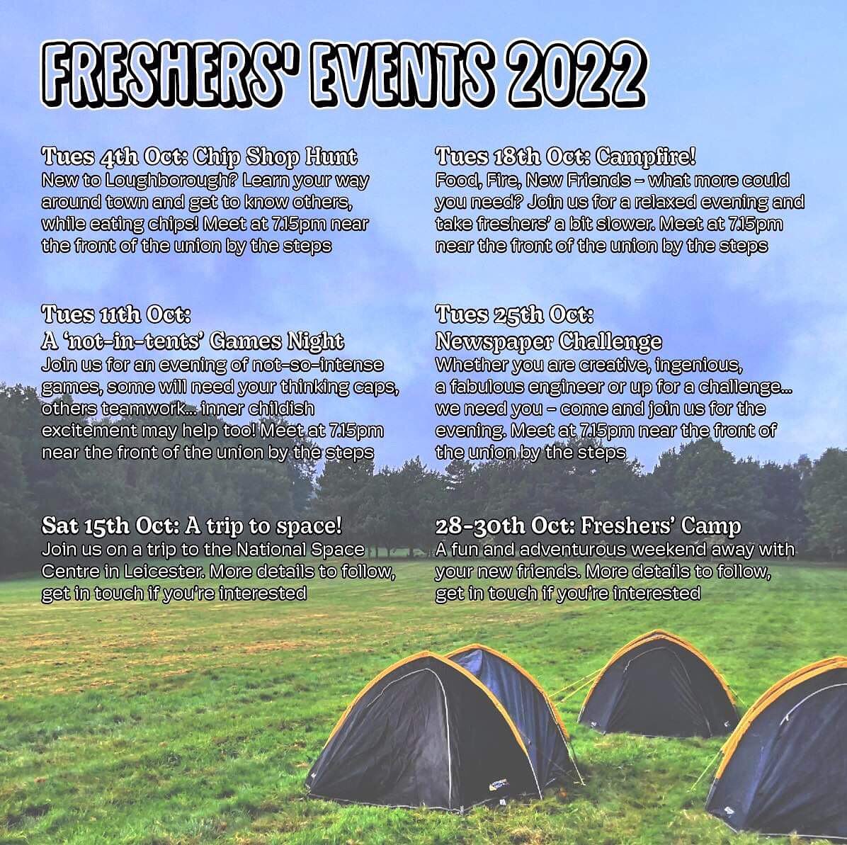 SCOGUI's tweet image. It was great to meet everyone yesterday, if you missed us here is everything you can get involved in this month. Tomorrow is our first session back - meet us outside the union by the steps at 7.15 and join our chip shop hunt and get to know the town we live in better!