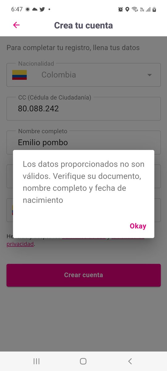 pomboemilio's tweet photo. Que triste que nada funcione! Que emocionada la que me metí @tembici_co no sirve no deja ni registrar https://t.co/W9ySyS1LpR