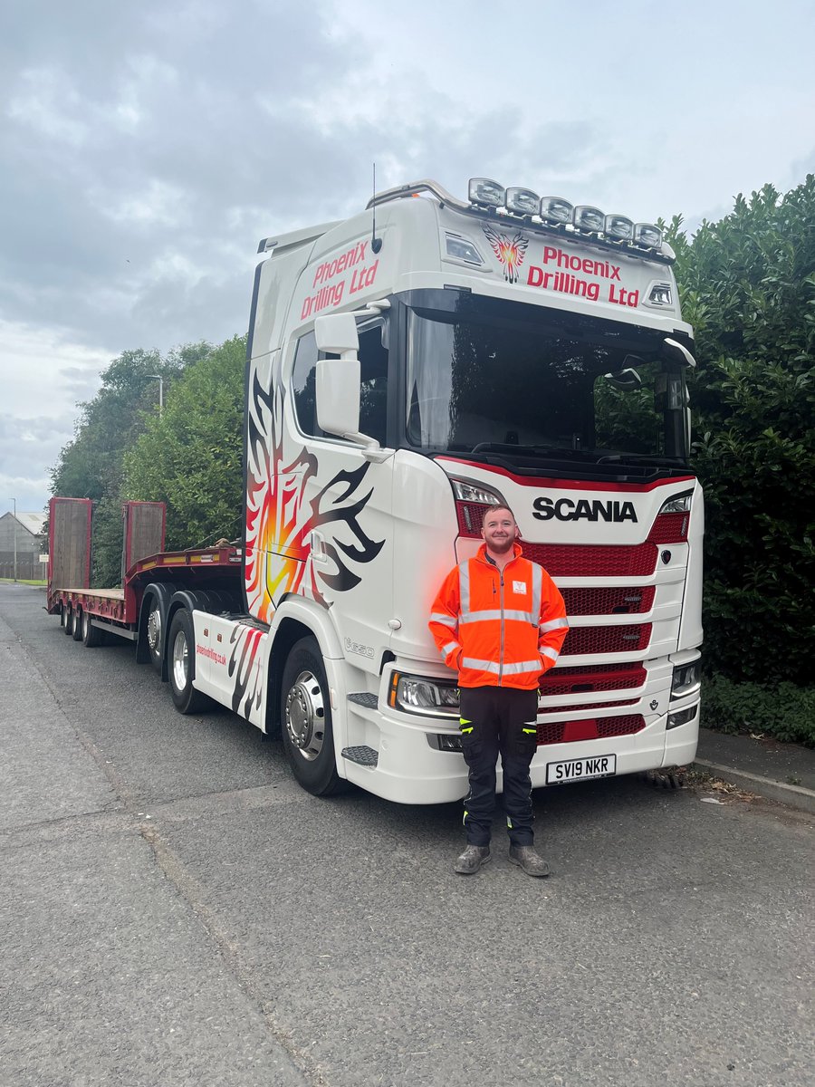 phoenixdrilling's tweet photo. We are delighted to welcome David Mulligan to Phoenix Drilling as our HGV driver, We have no doubt David will be an excellent addition to our site support team and asset to the company. #welcome #lowloader #supportvehicle #newdriver #scania #teamwork #phoenixdrilling https://t.co/SrFHmBRLu7