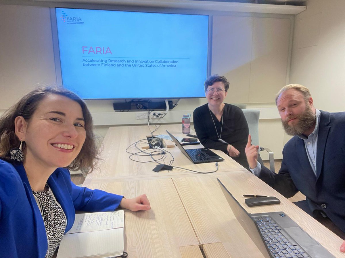 📢 Serving on FARIA's Advisory Board, today @apjinplay works on accelerating #transatlantic research, development, and innovation with <a href="/Mel_Plath/">Melissa Plath</a> and <a href="/JeromeRickmann/">Jerome Rickmann</a> of #FARIA. FARIA aims to initiate joint #RDI projects together with American partners. #FinlandUS