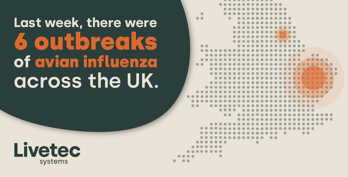 Livetecsystems's tweet photo. Last week, there were 6 outbreaks of #AvianInfluenza, most of which were confirmed in the most recent #PreventionZone.
Biosecurity is the best way to mitigate the risk of an outbreak.
Found out about our #biosecurity services and plans here: https://t.co/Me7ERDR0aL https://t.co/f1D8ntBC75