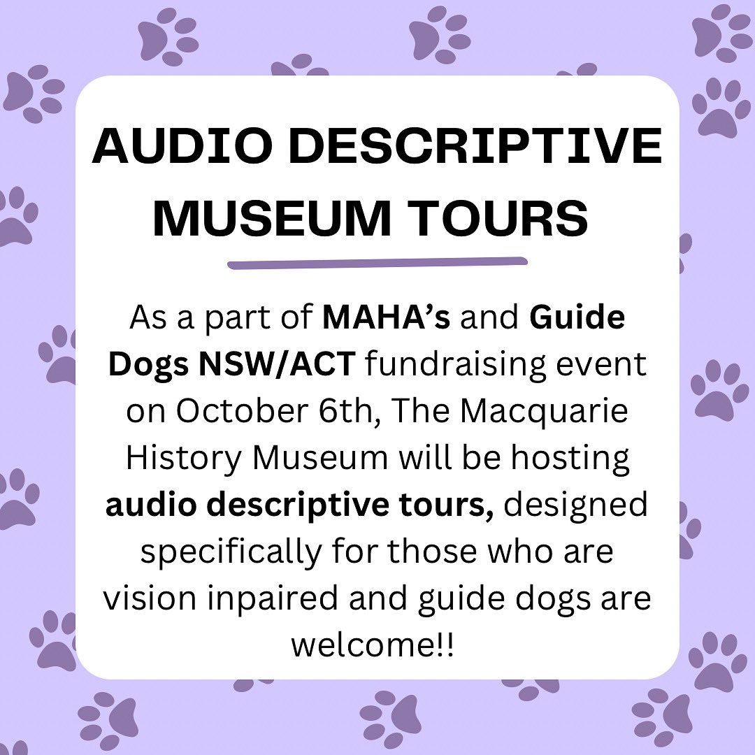 MAHA Students (@mahastudents) on Twitter photo We’re very excited to be collaborating with the Macquarie History Museum for our Guide Dogs event! We’re very excited to be collaborating with the Macquarie History Museum for our Guide Dogs event!