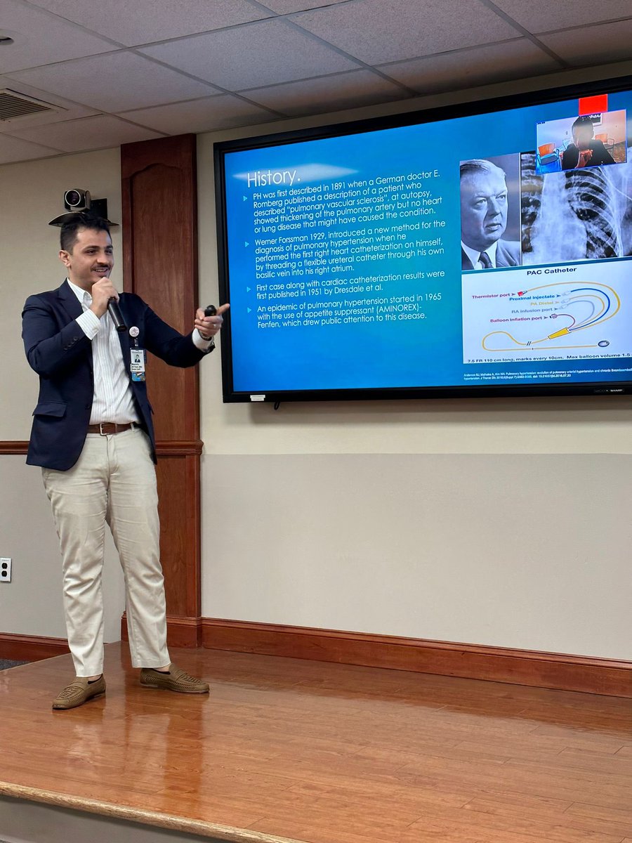MonteWakeIM's tweet photo. Monday is the new Fri… ahhh never mind. Check out these pictures from last week noon conference: Dr. Mustafa Al-Taei - supported by Dr. Sandhya Murthy and Dr. Kate Steinberg - guided us through the realm of Pulmonary Hypertension. Who knows what Dr Forssmann is famous for? https://t.co/8gck2dvgOL