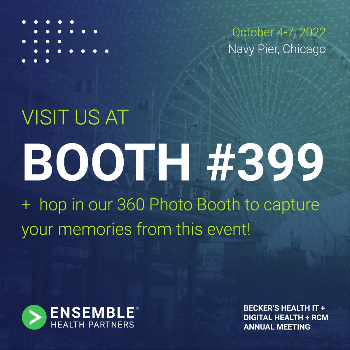 The Becker's Healthcare IT + Digital Health + RCM Annual Meeting starts tomorrow! Will we see you there? Stop by our booth (#399) to say hello and hop in our 360 Photo Booth. We're excited to connect with you this week!

#EnsembleDifference #BeckersHealthcare