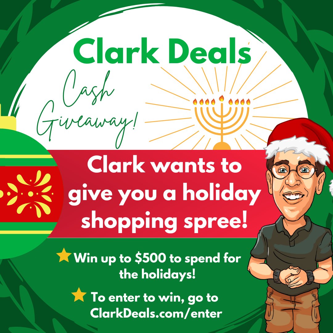 ClarkDeals's tweet photo. ✨CASH GIVEAWAY ✨
Clark is giving away $2,500 to help you with your holiday shopping.
🎁First place prize of $500 (2 winners)
🎁Second place prize of $250 (4 winners)
🎁Third place prize of $50 (10 winners)
Go to https://t.co/nW3id9d5Gm for your chance to win! https://t.co/OE8NP239Pu