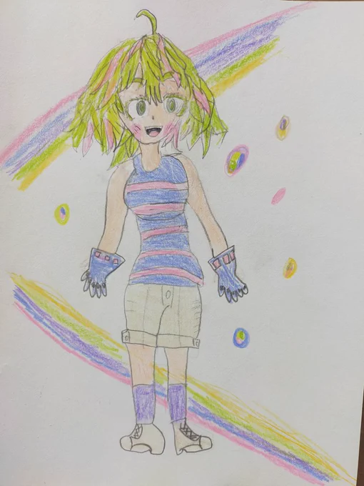 ・葉隠透(娘)このまつ毛の形最近よく見るけどカワイイ〜程よいムッチリ感と眩い光が最高に素敵#僕のヒーローアカデミア#ヒロアカ#透明化#7歳の落書き#落書き#イラスト 