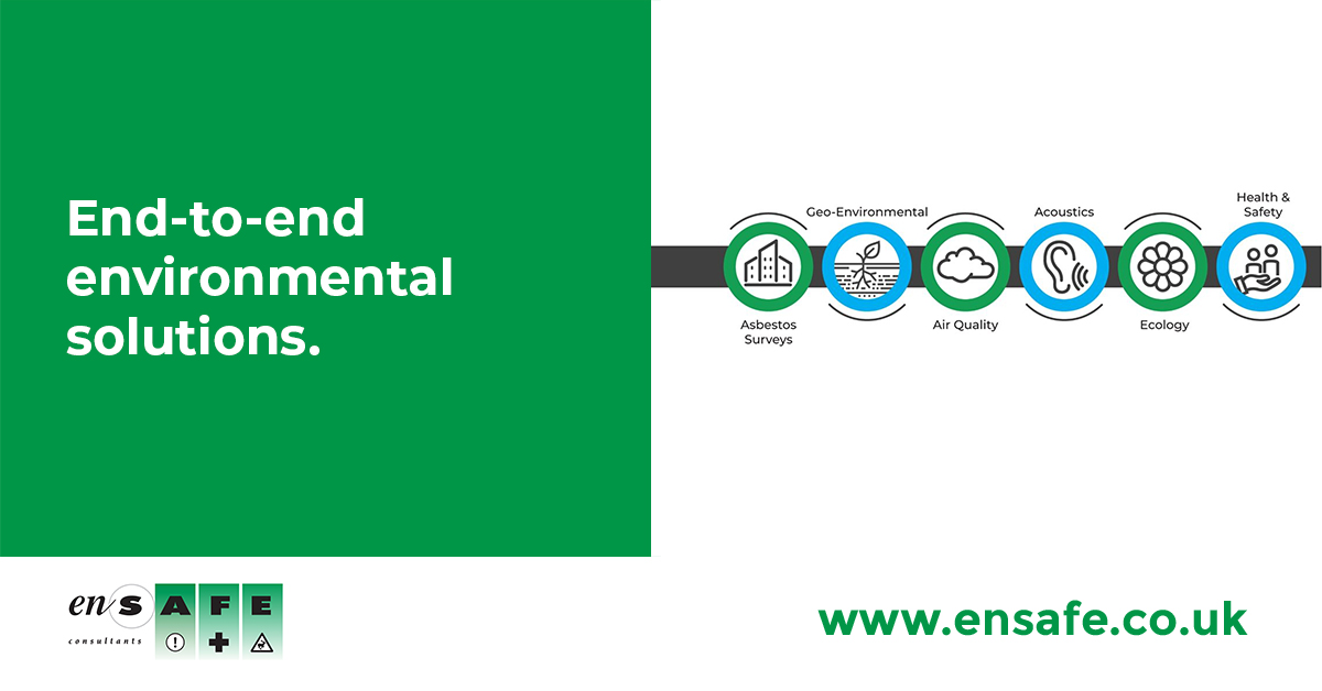 EnsafeConsult's tweet photo. End-to-End #environmentalsolutions, tailored to you. 

From #asbestos survey and removal to #noise and #vibration assessments, Ensafe Consultants offer a full environmental service. https://t.co/xGSdX8gbgr