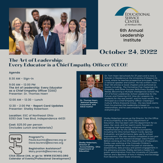 ESCNortheastOH's tweet photo. The ESC of Northeast Ohio is hosting its 6th annual Leadership Institute on October 24. There is still time to register for this program! 

Register and learn more here: https://t.co/0OLkw65uBl https://t.co/dPyGXw8Qxf