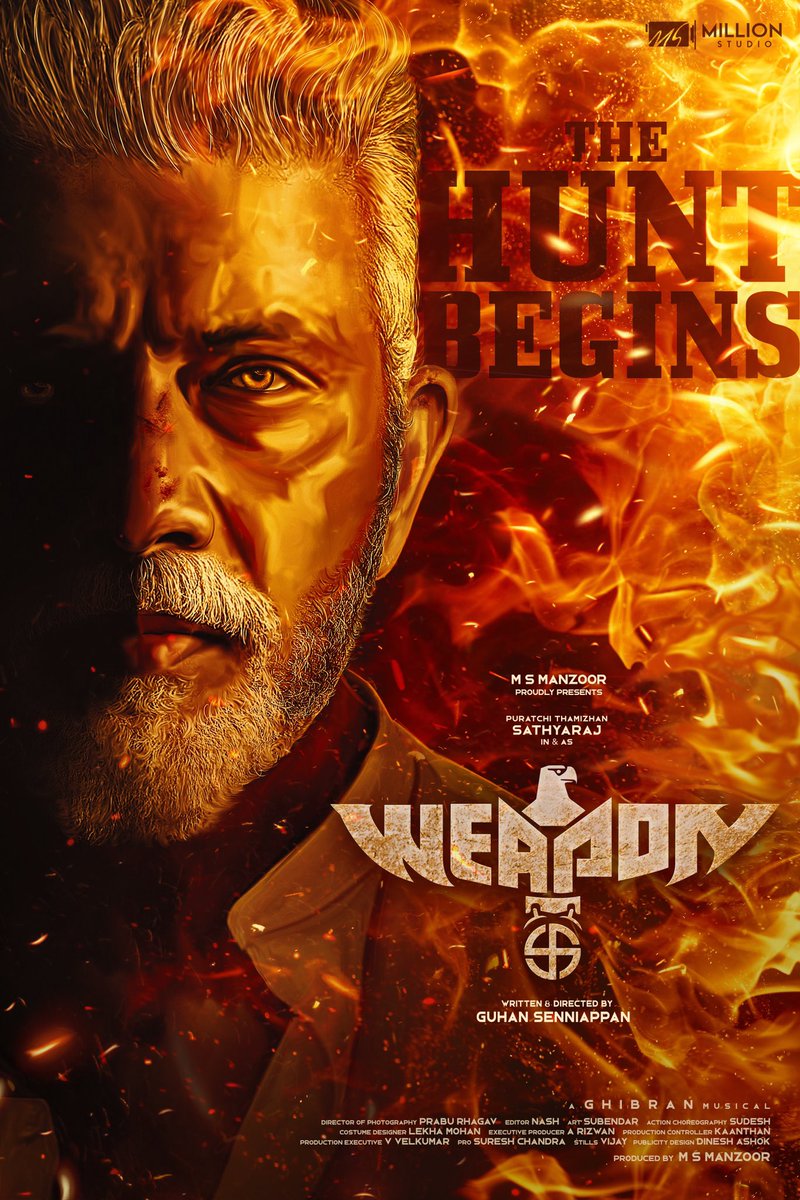 VijaySethupathi (@vijaysethuoffl) on Twitter photo Happy to share the title look of #Sathyaraj230 #WeaponMovie #வெப்பன் starring #Sathyaraj @iamVasanthRavi
#HBDSathyaraj sir.
<a href="/GuhanSenniappan/">Guhan Senniappan</a> @ManzoorMS <a href="/MillionStudioss/">Million Studio</a> @GhibranOfficial @Prabu_Rhagav <a href="/editorNash/">Nash</a> @StuntSudesh <a href="/SureshChandraa/">Suresh Chandra</a> @DineshAshok_13 Happy to share the title look of #Sathyaraj230 #WeaponMovie #வெப்பன் starring #Sathyaraj @iamVasanthRavi
#HBDSathyaraj sir.
<a href="/GuhanSenniappan/">Guhan Senniappan</a> @ManzoorMS <a href="/MillionStudioss/">Million Studio</a> @GhibranOfficial @Prabu_Rhagav <a href="/editorNash/">Nash</a> @StuntSudesh <a href="/SureshChandraa/">Suresh Chandra</a> @DineshAshok_13