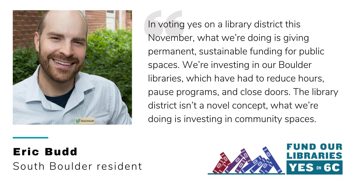 WeLoveBPLibrary's tweet photo. Thanks, @ericmbudd. #LibraryDistrictYES #Boulder https://t.co/P4OCgrBsN4
