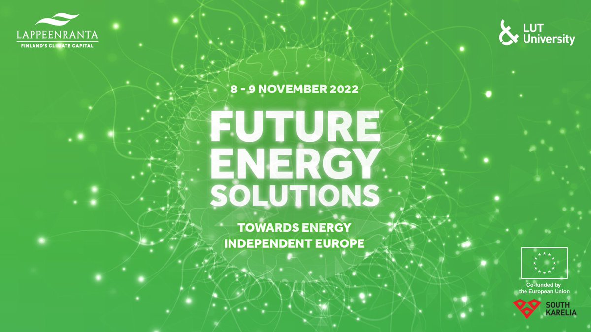 Welcome to the Future Energy Solutions Conference on 8–9 November 2022 in Lappeenranta, Finland! The main theme: Towards Energy Independent Europe. Program and registration: futureenergysolutions.fi
#feslappeenranta #lappeenranta #unilut #energysolutions #energyindependence