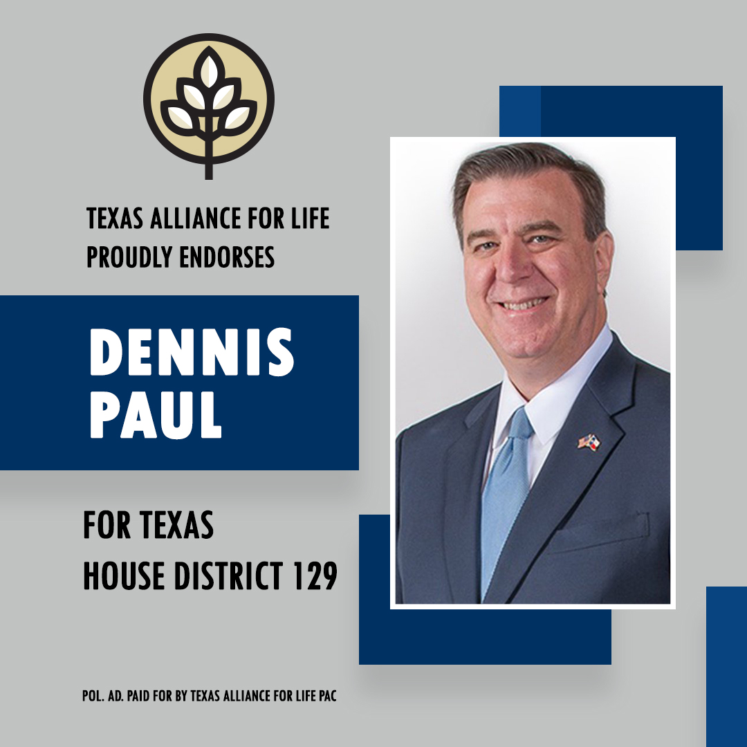 TXAlliance4Life's tweet photo. Texas Alliance for Life is proud to endorse Rep. Dennis Paul (R-Houston) for HD 129. Early voting starts Monday, October 24 and election day is Tuesday, November 8. Please vote pro-life. https://t.co/xNi9SXrRPU #HD129 https://t.co/sP2can1tIn
