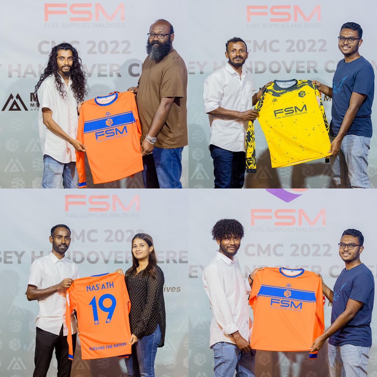 FuelSuppliesMv's tweet photo. FSM Club Maldives Cup 2022 team jersey hand over ceremony.
@ClubMaldives @FuelSuppliesMv
#clubmaldivescup2022
#teamfsm https://t.co/f3QBmkuV13