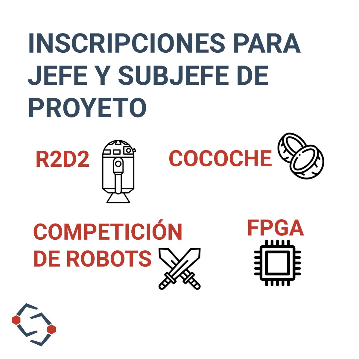 ESIBot's tweet photo. Buscamos a personas comprometidas y con muchas ganas de dirigir uno de nuestros proyectos.

Os animamos a todos a participar 🦾

El enlace a la inscripción está en nuestra biografía.

Y si tienes cualquier duda consúltanos.

*Las inscripciones acaban este jueves* https://t.co/6o8IKryjyL