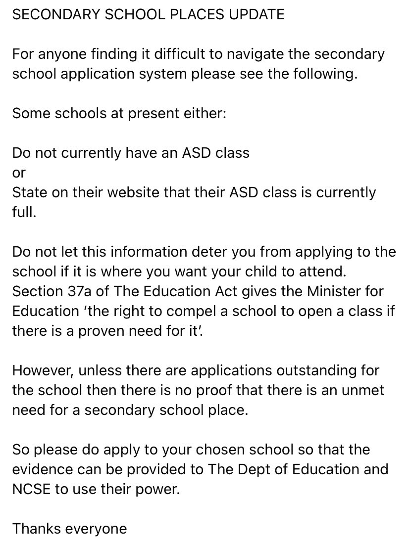 TripleAAlliance's tweet photo. #Autism #SecondarySchool #Admissions #EdCHATIE #SpecialEducation #DeptEducation #NormaFoley #NCSE #JosephaMadigan https://t.co/FQncdc1iJo