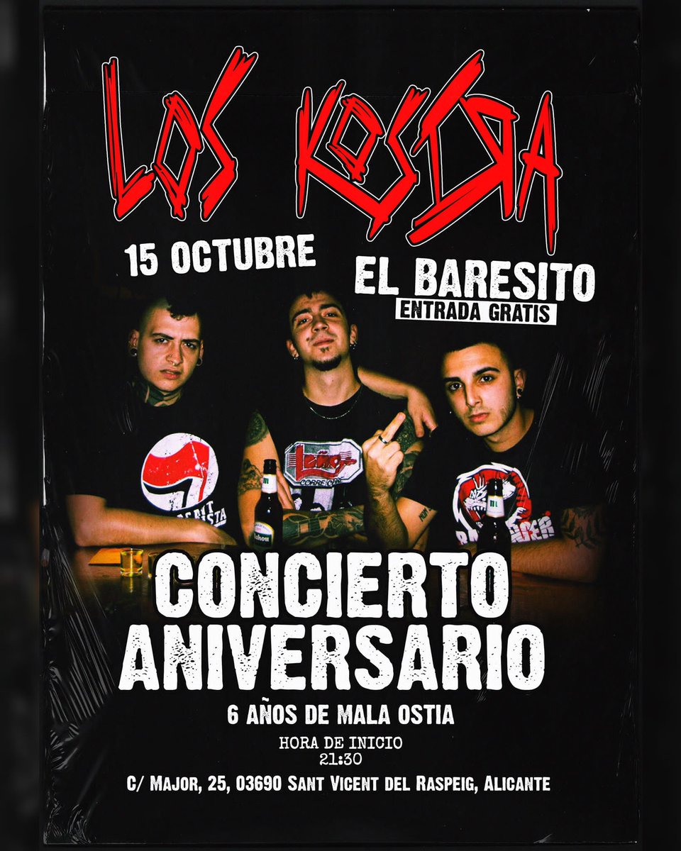 📣VOLVEMOS‼QUIÉN LO DUDABA??
Los últimos serán los primeros!!!
SÁBADO 15 DE OCTUBRE, 21'30H
Conciertazo de <a href="/LosKostra/">Los Kostra</a>