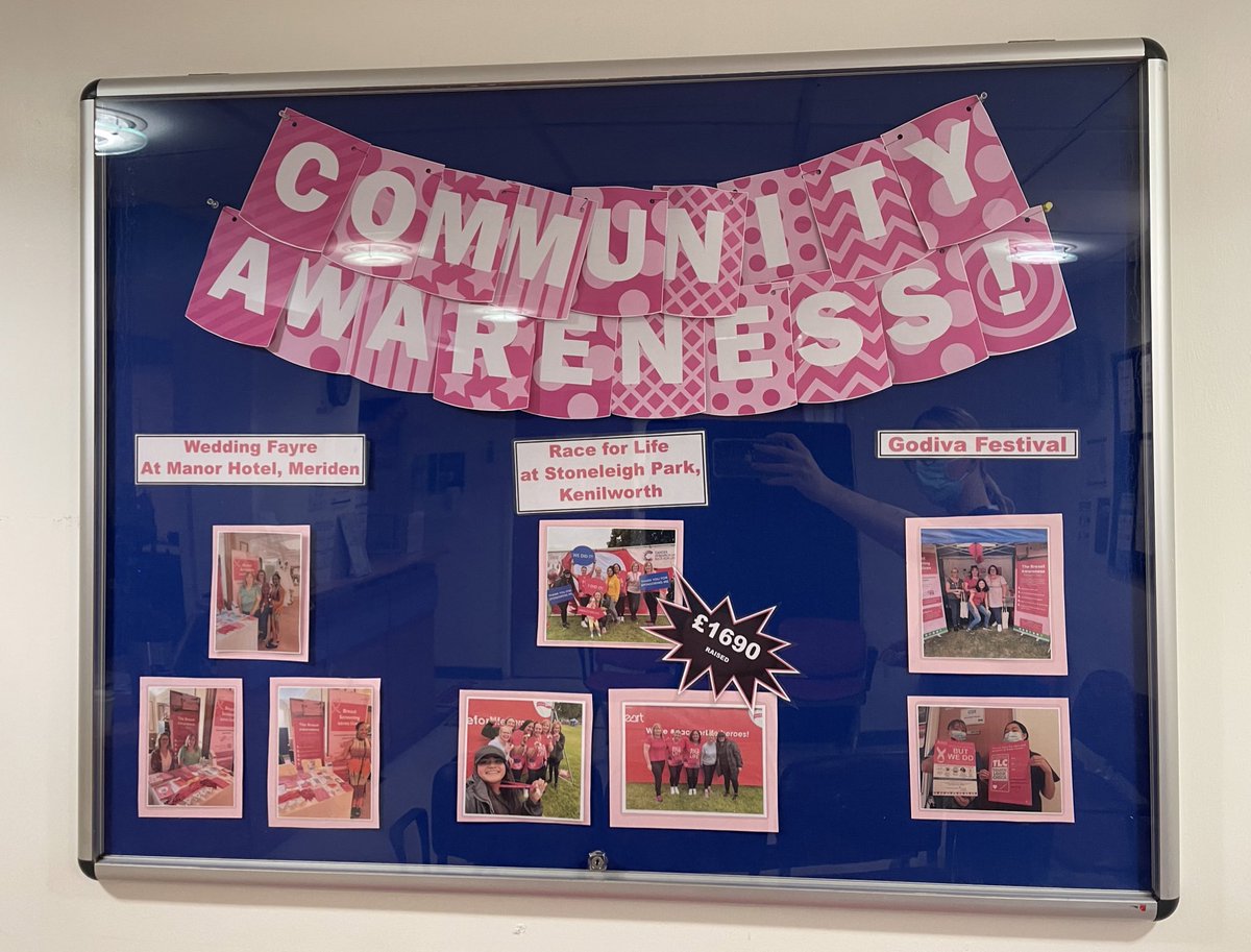 XrayNatalie's tweet photo. Updating some of our noticeboards in the patient waiting room &amp; thought a board showcasing some of the events our staff raise breast awareness at would be perfect💕
#BreastCancerAwarenessMonth #breastawareness #uhcw #checkyourchest @RadiologyUhcw #coventryandwarwickshire https://t.co/hWcCBRUPBT
