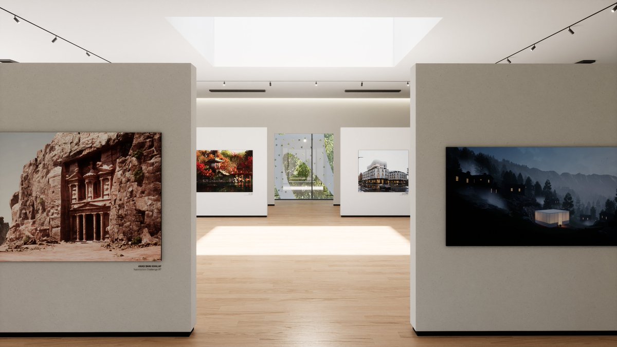 Twinmotion's tweet photo. To celebrate #WorldArchitectureDay, the #Twinmotion team has created an art gallery building with the help of @quixeltools #Megascans and @sketchfab. Can you recognize the paintings displayed in the gallery? 

Get back tomorrow to find out a behind-the-scene of this project! https://t.co/O0lQdMAk0M