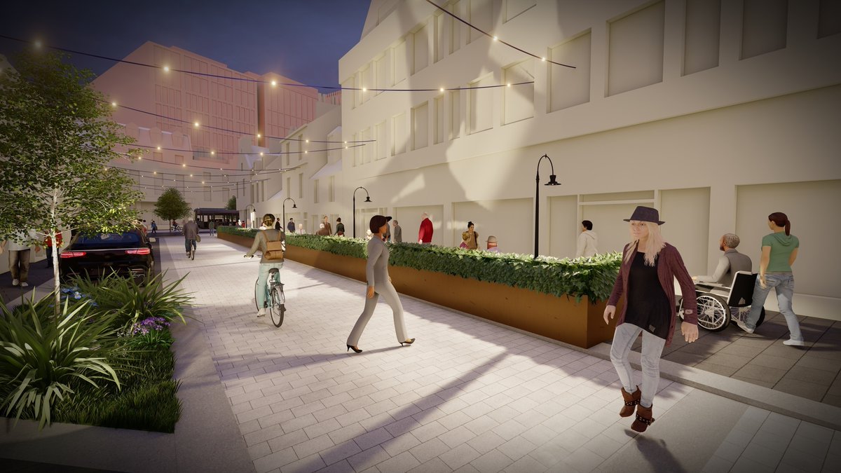 AberdeenCC's tweet photo. Potential designs for how city centre streets could look as part of the City Centre and Beach Masterplan are revealed today along with online public consultation.
They include play areas, public art, events spaces &amp; greening the area.
More info 👉 https://t.co/giJDFomrBM