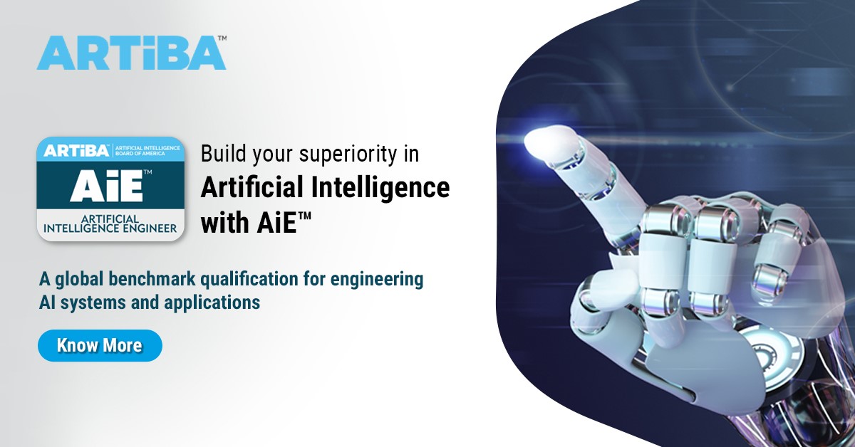 ARTiBA_Insights's tweet image. With a reach across the globe, the AIE™ credential is considered a benchmark qualification to demonstrate extensive expertise &amp;amp; prove your mettle as an #AIprofessional. Get certified today- bit.ly/30vUhq5

#AI #artificialntelligence #machinelearningengineer #Artiba