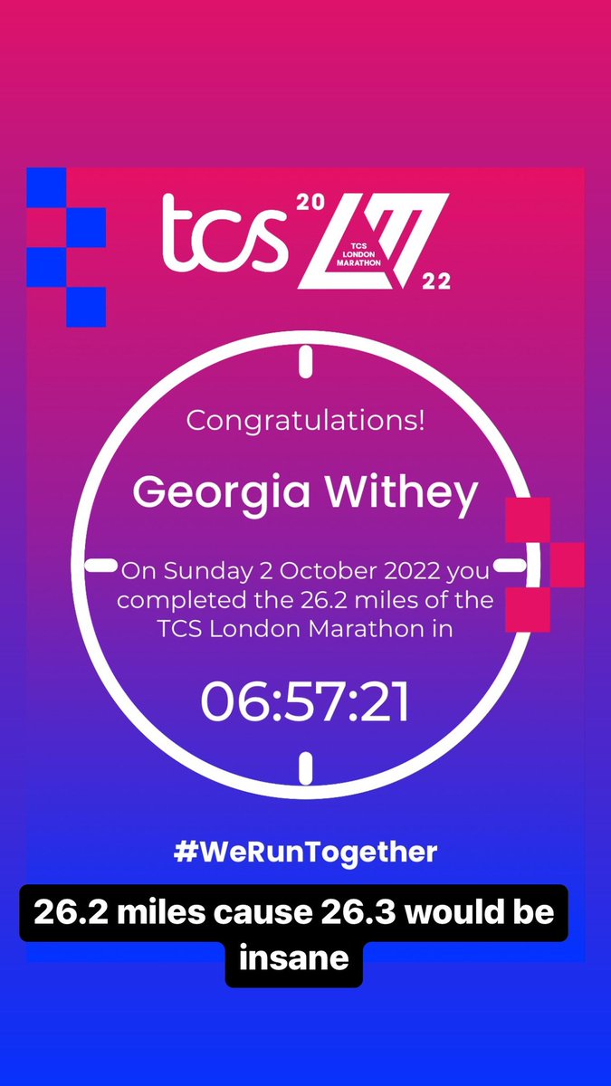 GeorgiaLou23's tweet photo. Just 26.2 miles Cause 26.3 miles would be silly https://t.co/fXcGgtRlvC