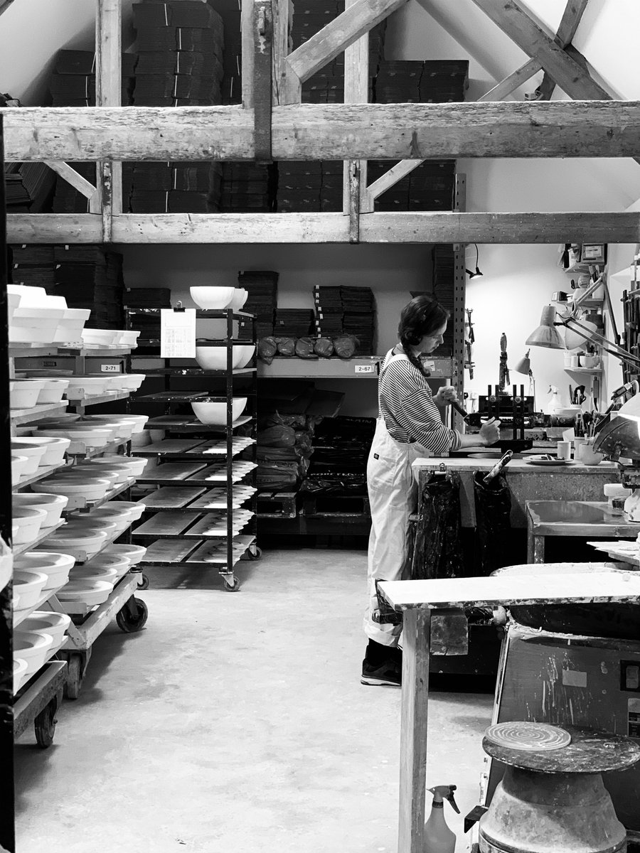 The hum of the machinery, chatting of the team and the mellow tunes in the background, all create a wonderful medley as we enter the start of a busy week #johnjulian #madeinuk #handmadeceramics