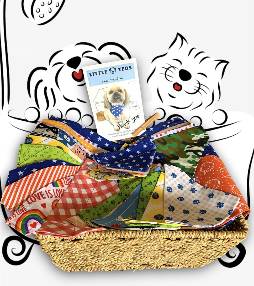 A selection of our bandanas are now on sale at @daniellasdoggrooming Chorley New Road, Horwich. Can’t find what you’re looking for? Let us know and we’ll make it for you. #littletedssc #sewing #handmadeuk #madewithlove #dogbandana #gifts #dog #doggrooming #doggroomer #horwich